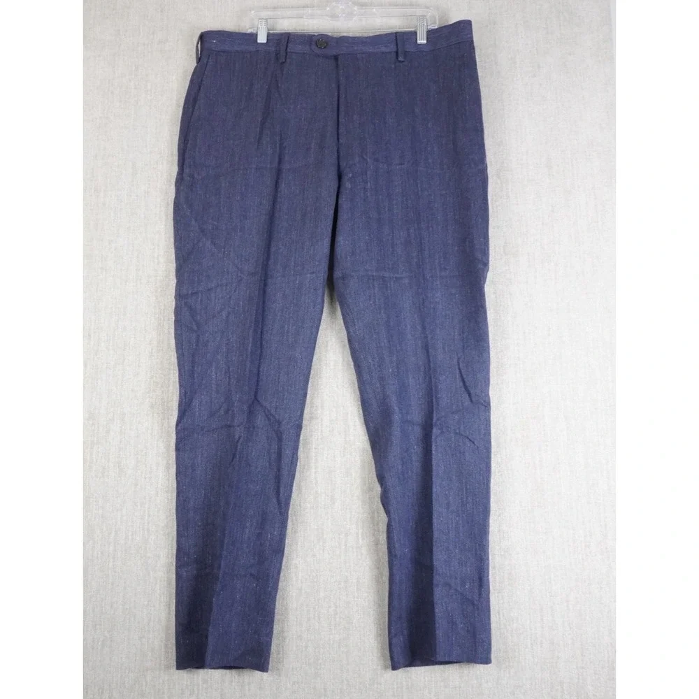Banana Republic Pants Mens 38R Blue Wool Linen Tailored Slim Fit Trousers 38x32